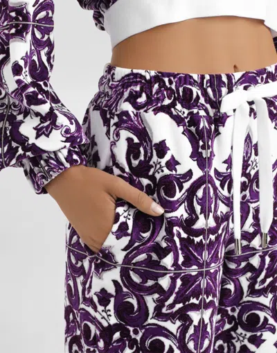 Dolce & Gabbana Majolica-jacquard Trousers In Purple