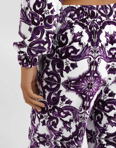 Dolce & Gabbana Majolica-jacquard Trousers In Purple