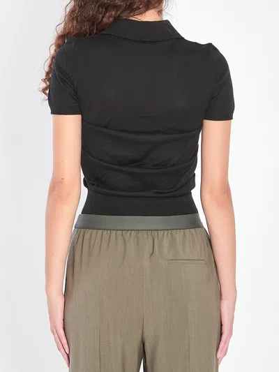 Loewe Ruched Polo T-shirt In Black
