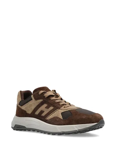 Hogan Lightweight Mesh And Suede Sneakers In Brown