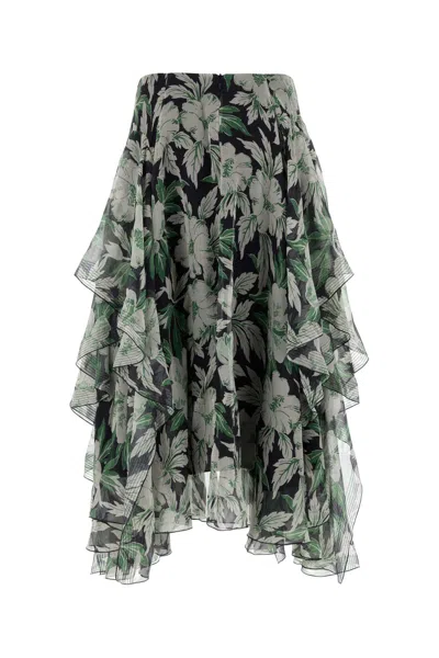 Loewe Silk Skirt In Black