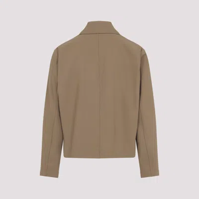 Loewe Cotton Jacket With Contrast Pocket And Front Pockets In Brown