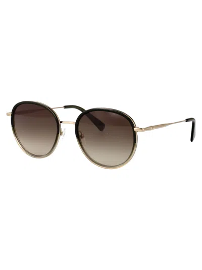 Longchamp Round-frame Sunglasses In Gold