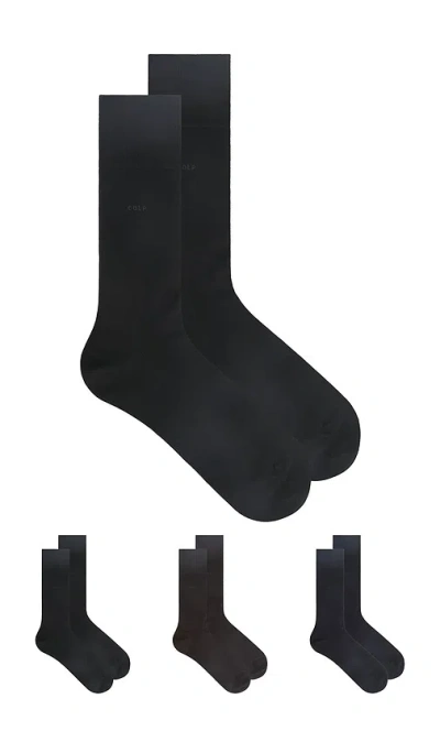 Cdlp 6 X Cotton Socks In Black  Dark Brown  & Dark Navy