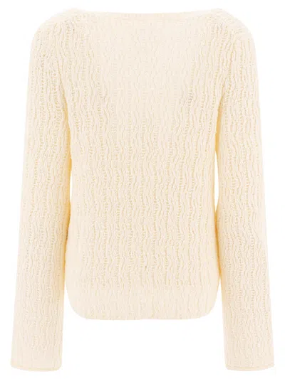 Loulou Studio V-neckline Textured Knit Sweater In Neutral