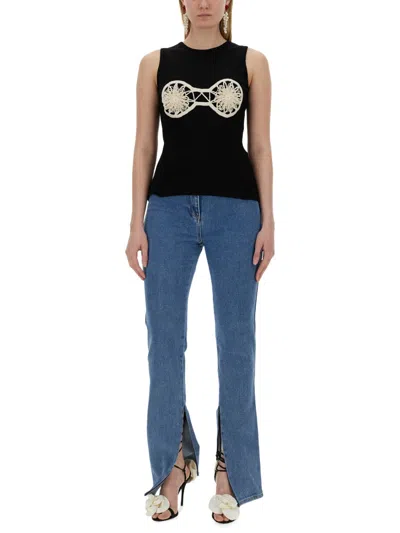 Magda Butrym Embellished Jersey Tank Top In Black