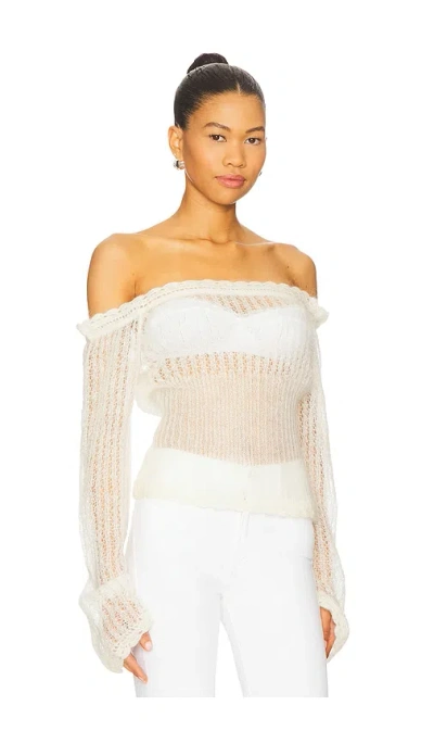 Mirror Palais Mohair Knit Pullover In White