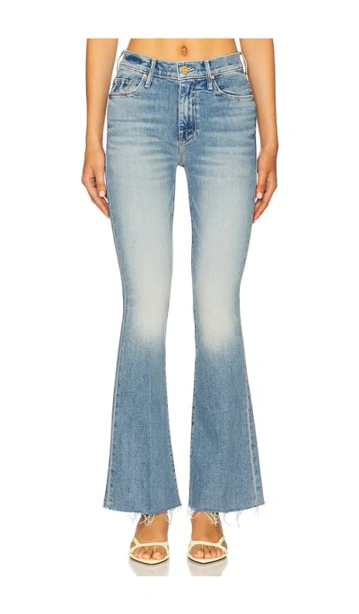 Mother Womens Glow Up The Weekender Fray Flared-leg Denim Jeans