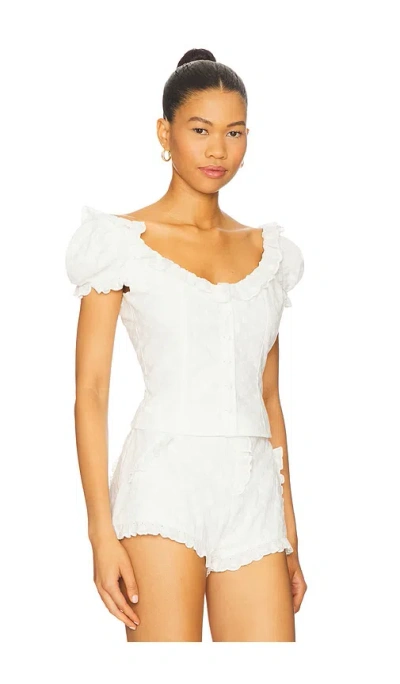 Mirror Palais Love Letter Eyelet Top In White