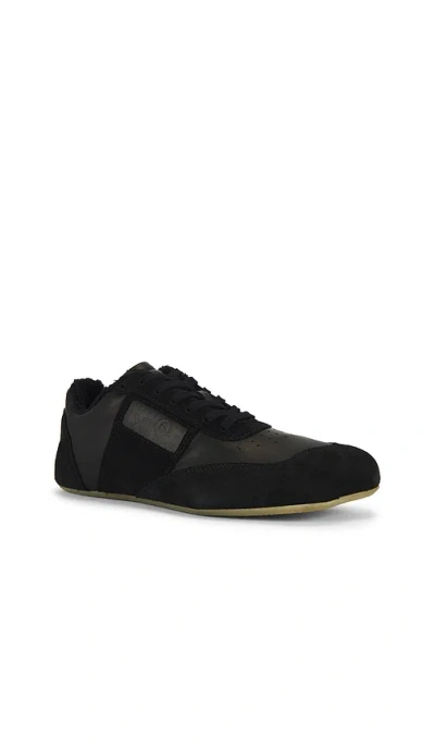 Mm6 Maison Margiela Black Leather And Suede Anatomic Sneakers