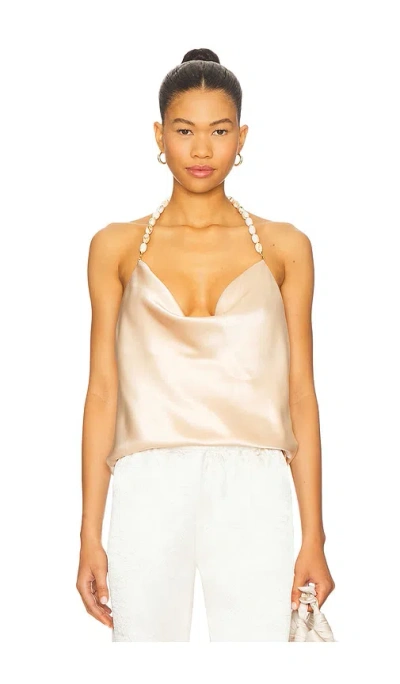 Retroféte Alba Beaded-halter Top In Neutral