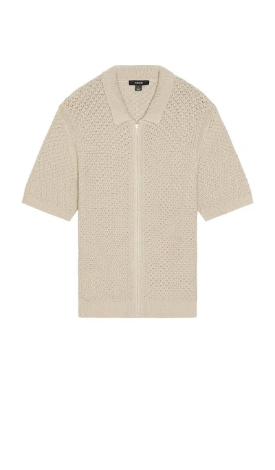 Reiss Comet Knit Button Down Shirt In Neutral