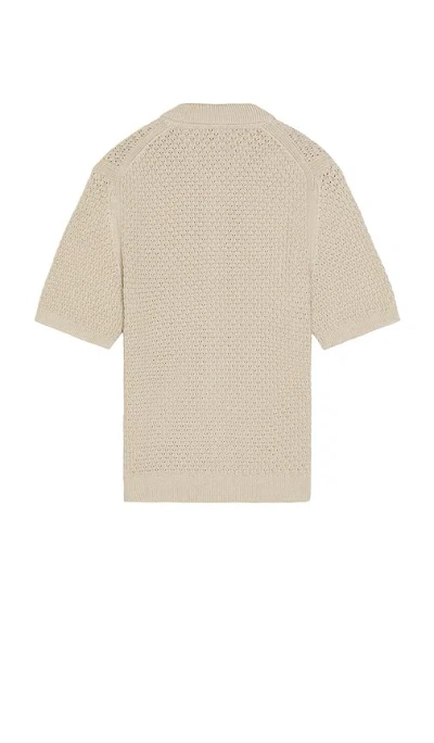 Reiss Comet Knit Button Down Shirt In Neutral