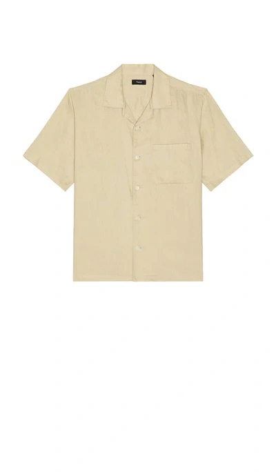 Theory Noll Short Sleeve Camp Shirt In Neutral