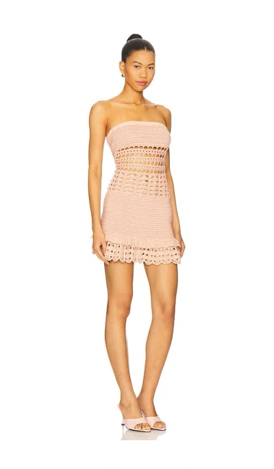 Retroféte Vali Crochet Pearl Embellished Dress In Pink