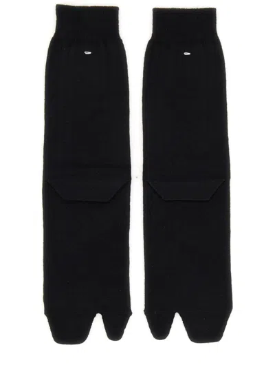 Maison Margiela Jersey-wool Tabi Crew-length Socks Clothing In Black
