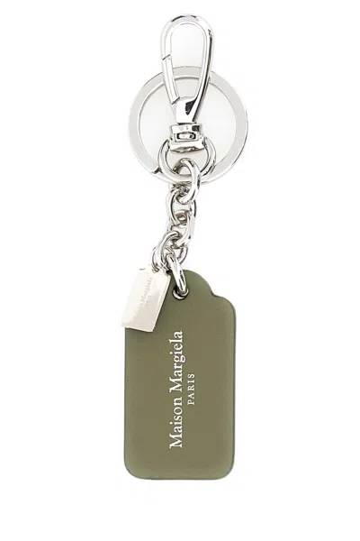 Maison Margiela Olive Green Leather Keyring In Green