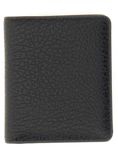 Maison Margiela Textured Leather Compact Bifold Wallet In Black