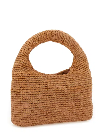 Manebi Crescent Top Handle Woven Texture Bag