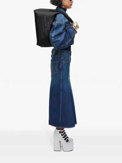 Marc Jacobs Grained Black Leather Handbag With Silver-tone Hardware