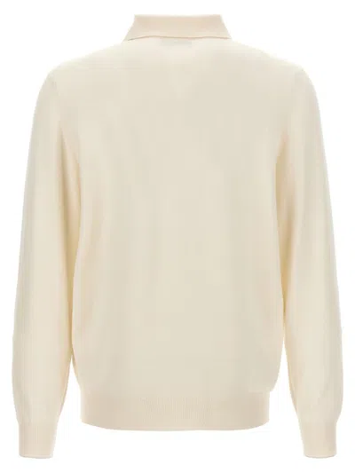 Brunello Cucinelli Long Sleeves Cashmere Polo Sweater In Neutral