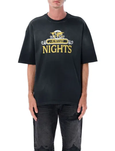 Amiri Night Graphic Print Crew Neck Short Sleeves In Black