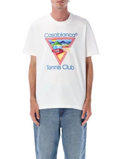 Casablanca Cotton Crew Neck T-shirt With Graphic Print In White