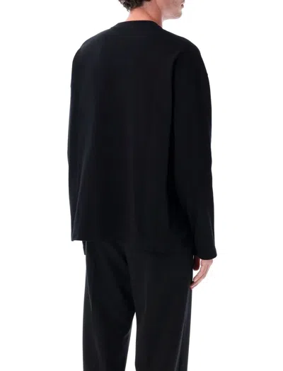 Jil Sander Men Black Long Sleeve T-shirt With Front Logo Print In Cotton Man