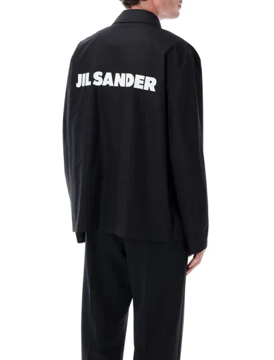 Jil Sander Black Shirt-jacket With Logo In Black