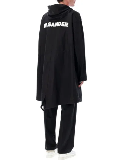Jil Sander Cotton Logo Parka In Black