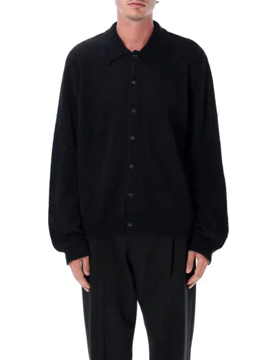 Our Legacy Boxy Fit Evening Polo In Soft Alpaca Blend In Black