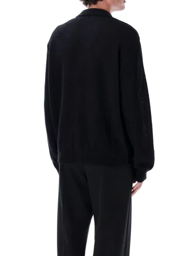 Our Legacy Boxy Fit Evening Polo In Soft Alpaca Blend In Black