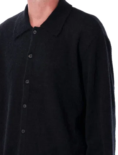 Our Legacy Boxy Fit Evening Polo In Soft Alpaca Blend In Black