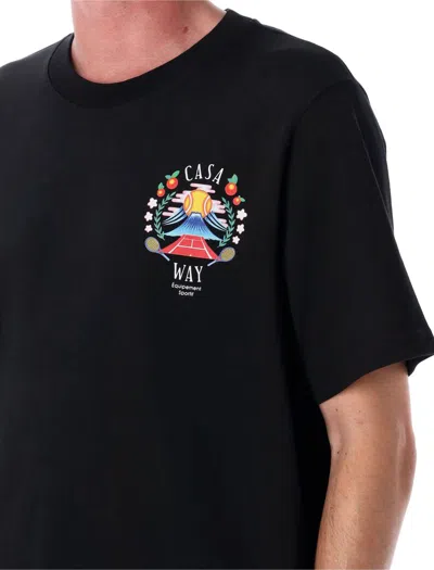 Casablanca Casa Way Mountain Printed Organic Cotton-jersey T-shirt In Black