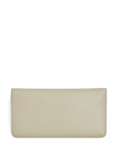 Marc Jacobs Beige Leather Bi-fold Wallet With Foldover Top In Neutral