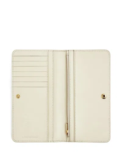Marc Jacobs Beige Leather Bi-fold Wallet With Foldover Top In Neutral
