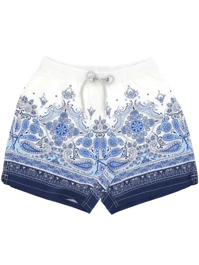 Mc2 Saint Barth Paisley-print Swim Shorts In Blue