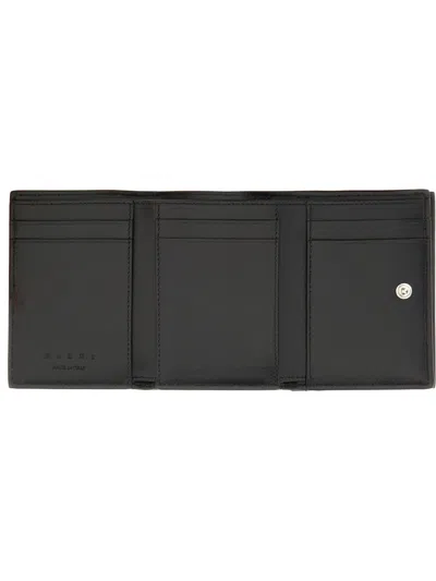 Marni Textured Wallet With Logo Detail In Black