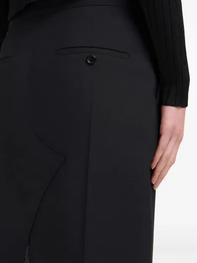 Marni Black Wool Midi Skirt With Visible Lining In Black