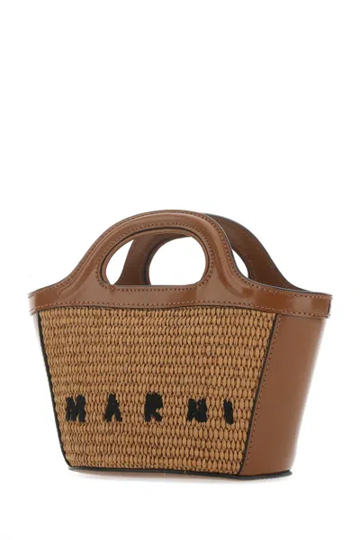 Marni Tropicalia Micro Bag With Woven Texture In Orange