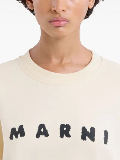 Marni Cotton Sweatshirt With Print In Neutral