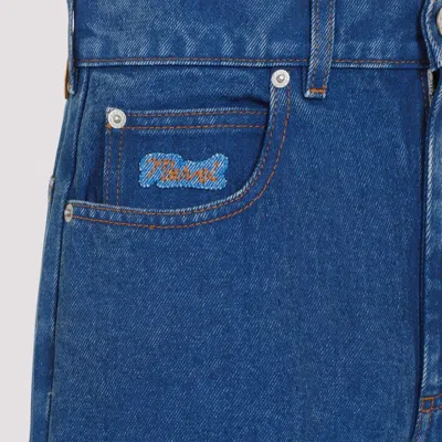 Marni Logo-embroidered Five-pocket Wide-leg Denim Jeans In Blue