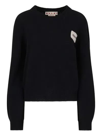 Marni Womens 00n99 Branded-patch Knitted Cashmere Jumper