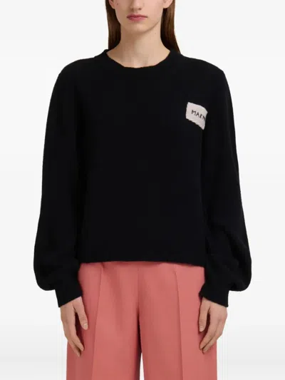 Marni Womens 00n99 Branded-patch Knitted Cashmere Jumper