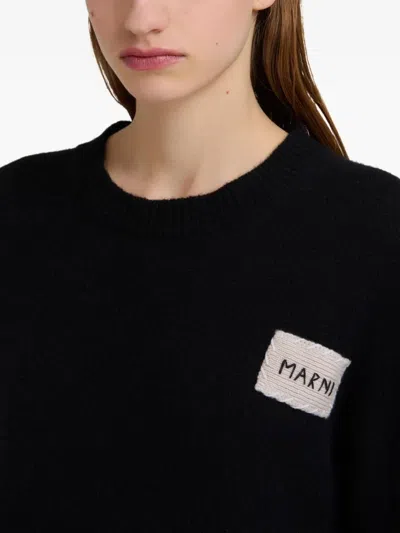 Marni Womens 00n99 Branded-patch Knitted Cashmere Jumper
