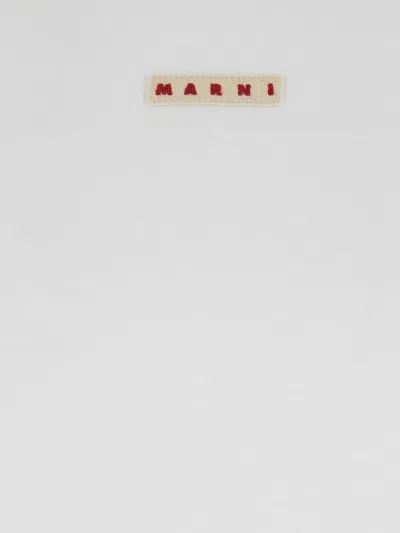 Marni White Crewneck T-shirt With Logo Patch On The Front In Cotton Woman In White