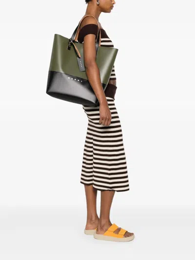 Marni Two-tone Canvas Shopping Bag