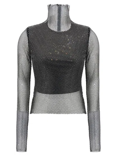 Sportmax Valdai Embellished Fishnet Crop Top