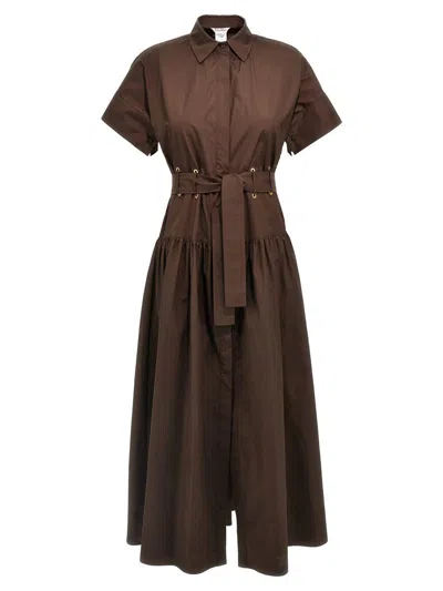 Max Mara Womens Agoraio Short-sleeves Cotton-poplin Maxi Dress Coffee