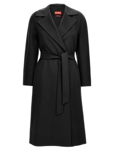 Max Mara Cles Flared Notch-lapel Coat In Black